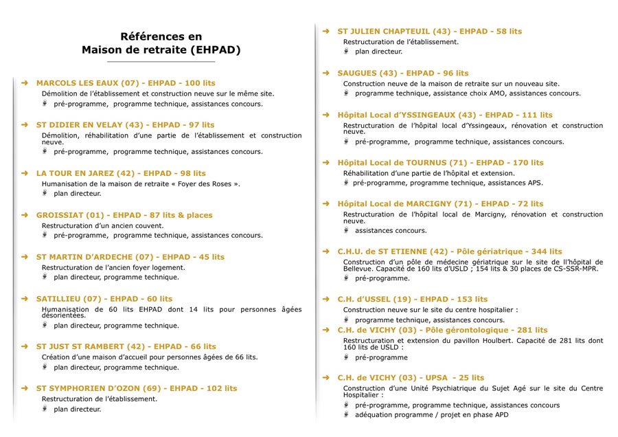 Références maisons de retraite